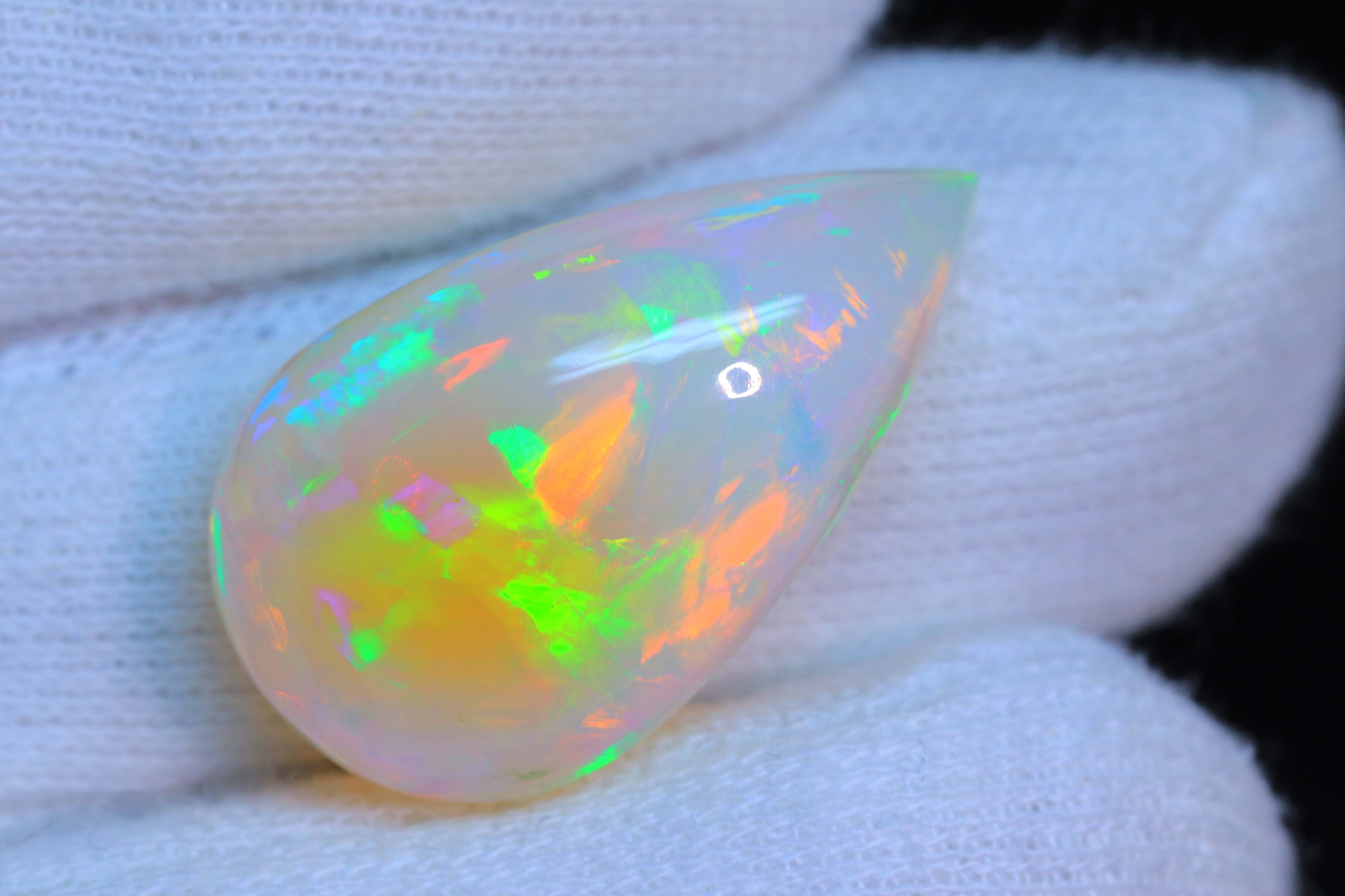 Attractive Ethiopian Opal Cabochon Stone White Base Multi Fire Opal Gems Making Jewelry Gift For Her