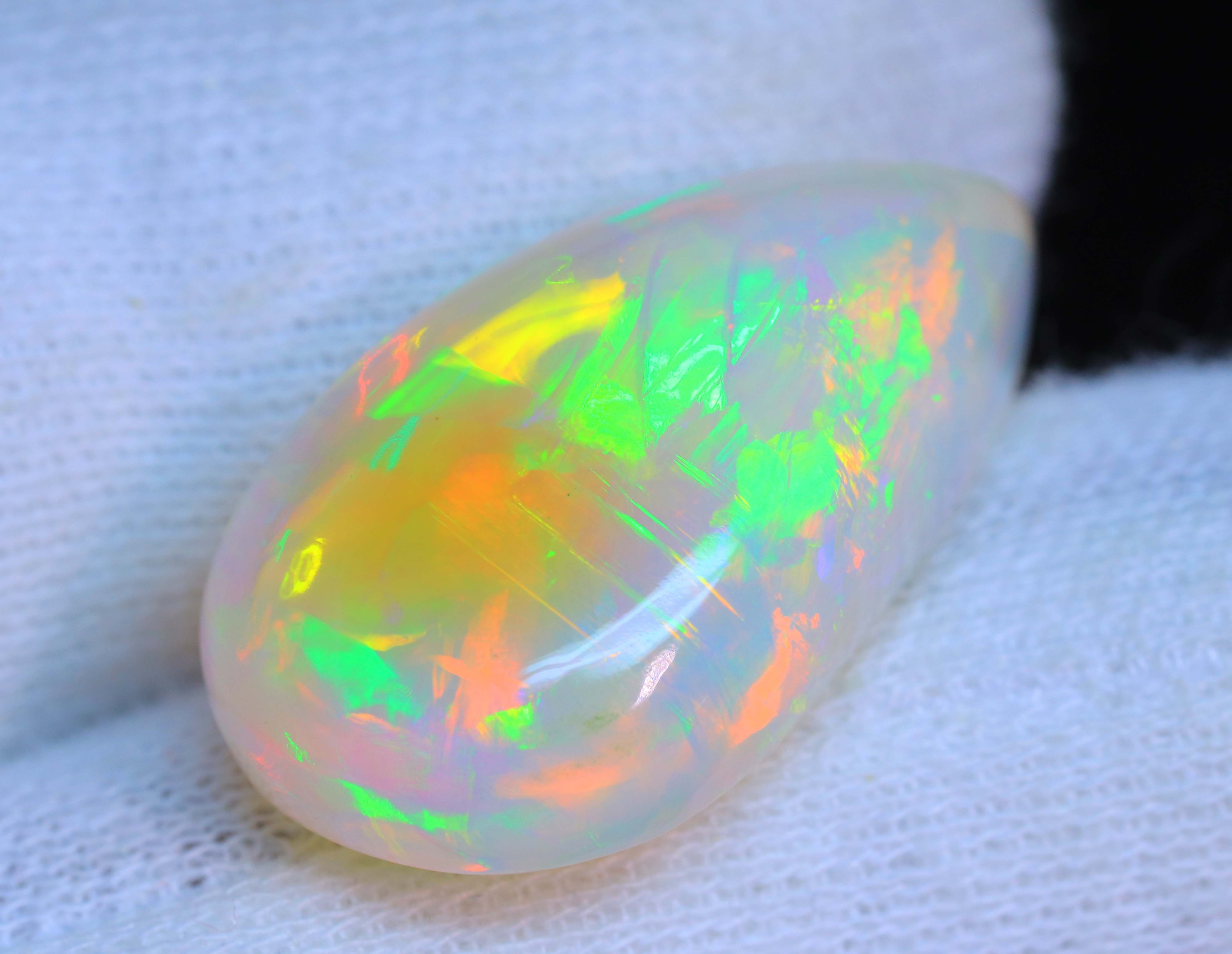 Attractive Ethiopian Opal Cabochon Stone White Base Multi Fire Opal Gems Making Jewelry Gift For Her