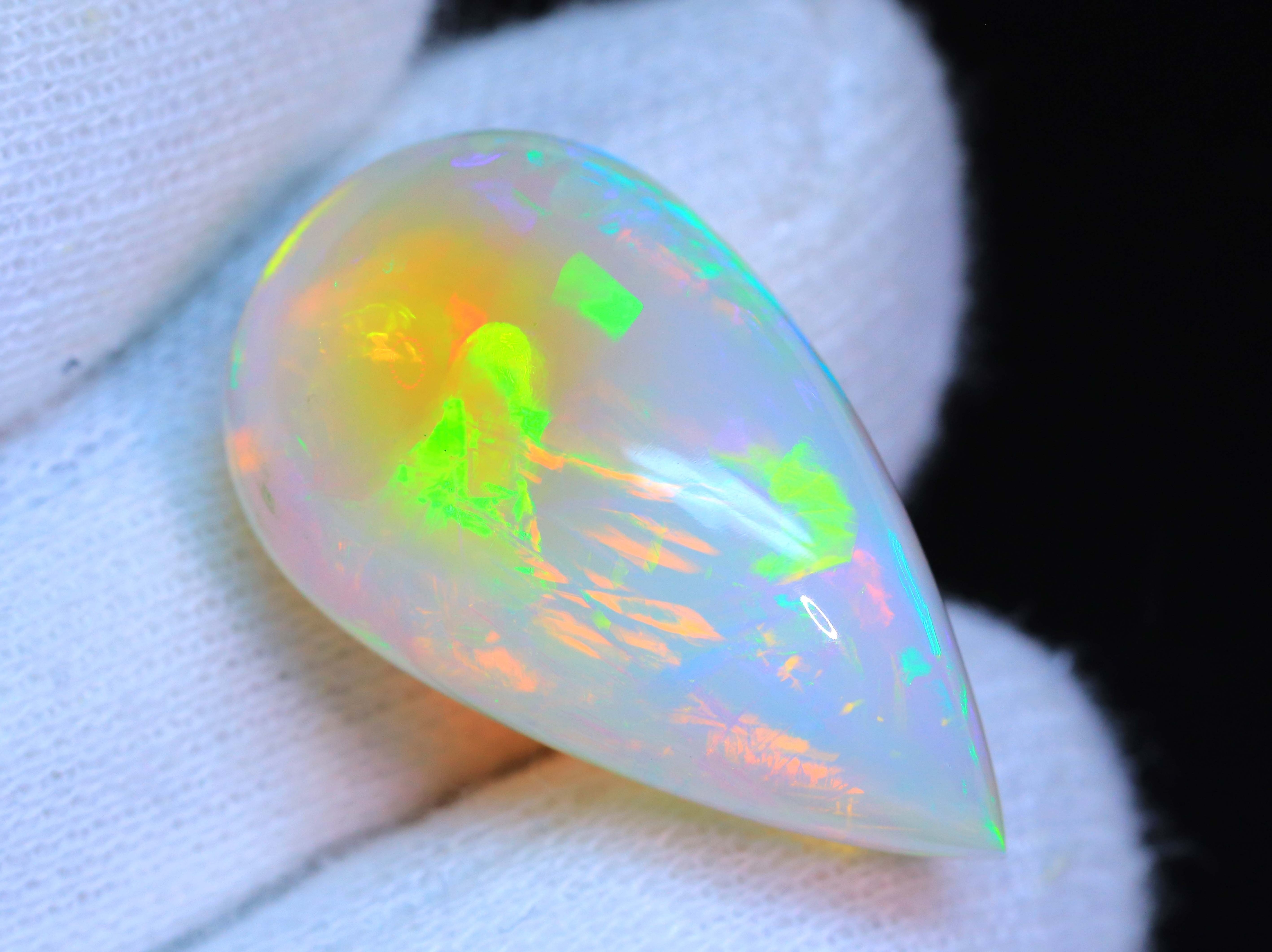 Attractive Ethiopian Opal Cabochon Stone White Base Multi Fire Opal Gems Making Jewelry Gift For Her