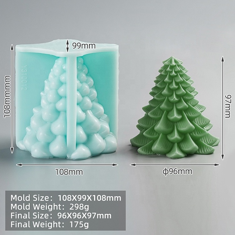 Chocolate Cheese Dessert Cheesecake Mould 3D Tapered Silicone Christmas Tree Soap Molds for Candles