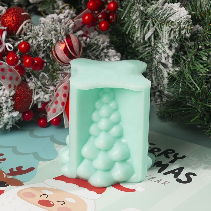 Chocolate Cheese Dessert Cheesecake Mould 3D Tapered Silicone Christmas Tree Soap Molds for Candles