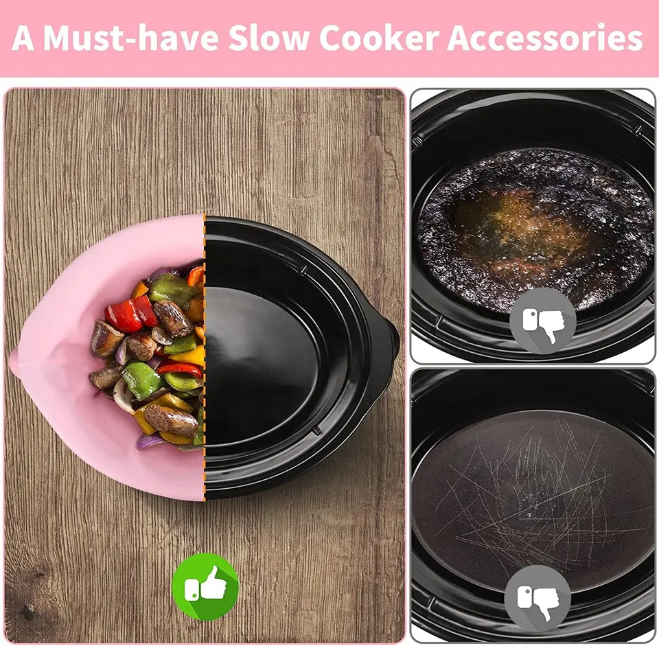 Factory-produced silicone slow cooker liners reusable easy clean 7-8QT liners for round pot slow cooker silicone liners