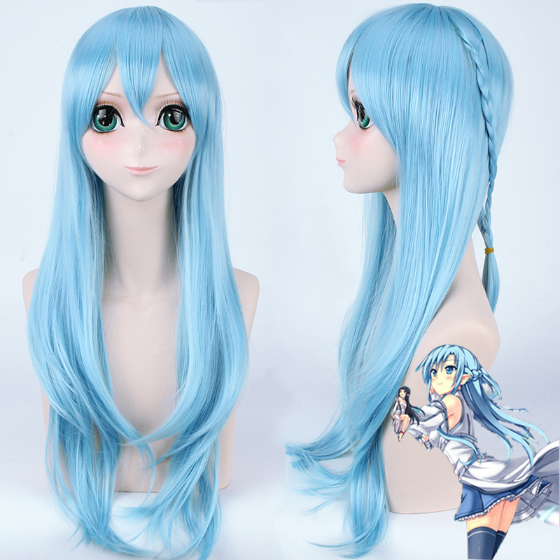 Ainizi wholesale light blue synthetic Sword Art Online Yuuki Asuna cosplay wig for young girls