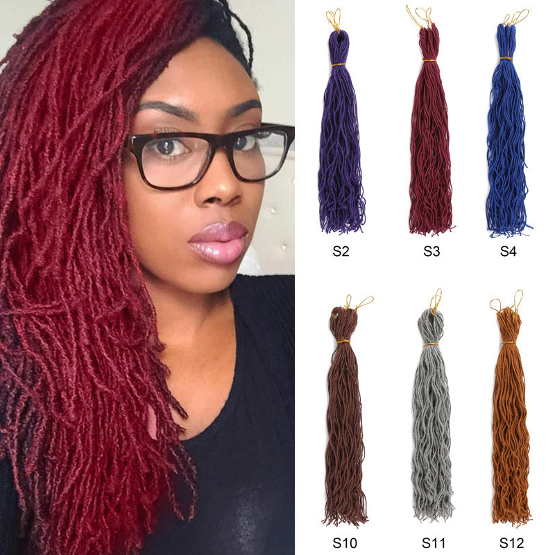 Ainizi wholesale 40 inches 16 solid colors hair extensions hip hop style synthetic faux locs crochet braiding hair