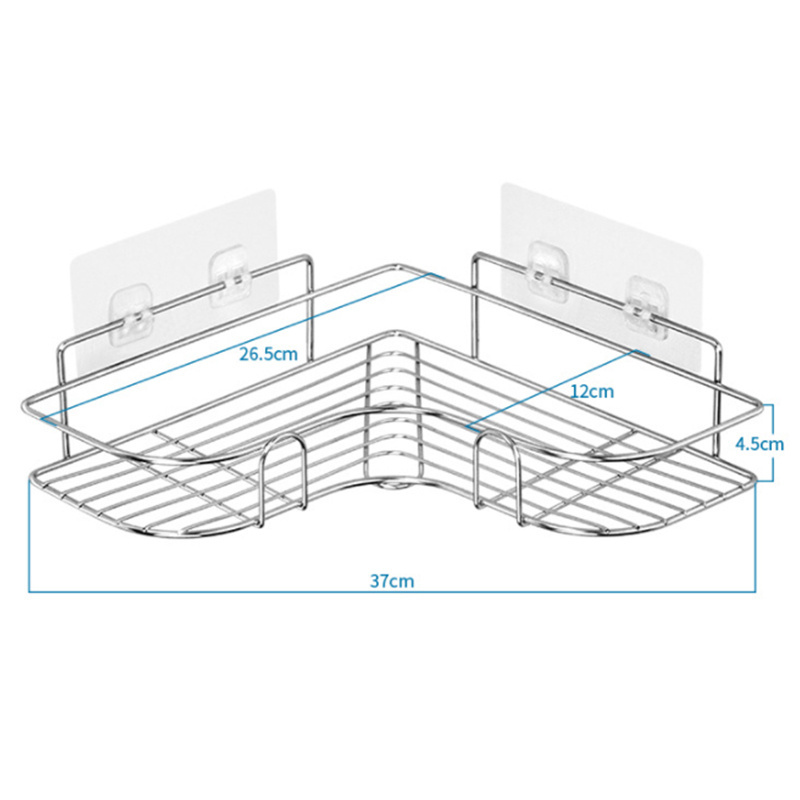 Bathroom Shelf Shower Wall Mount Shampoo Storage Holder With Suction Cup No Drilling Kitchen Storage Bathroom Accessories