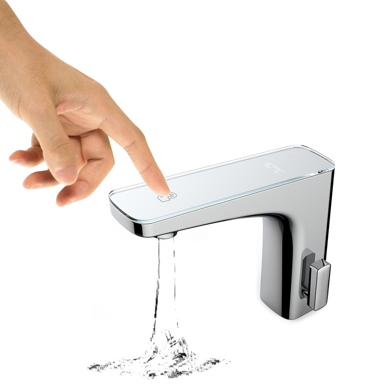 Touch switch basin tap temperature display smart touchless bathroom luxury basin sensor faucets