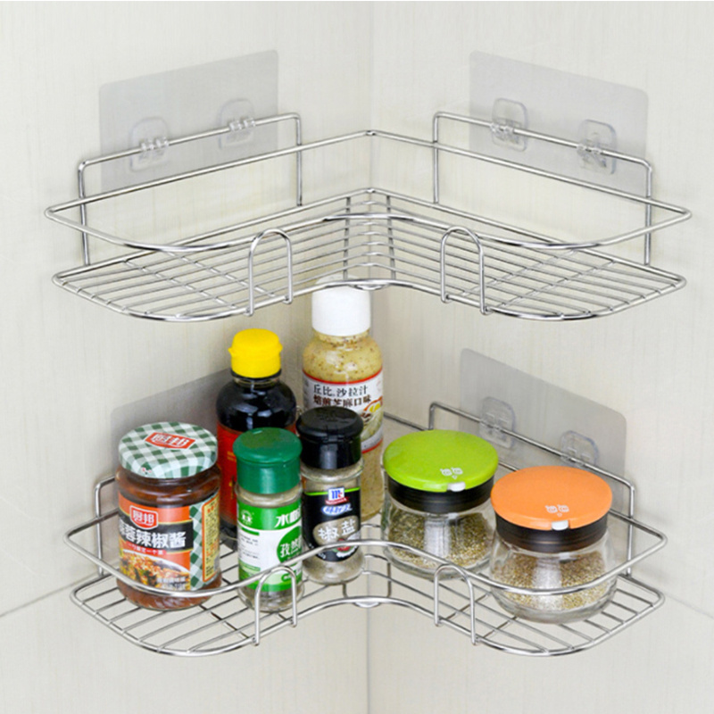 Bathroom Shelf Shower Wall Mount Shampoo Storage Holder With Suction Cup No Drilling Kitchen Storage Bathroom Accessories