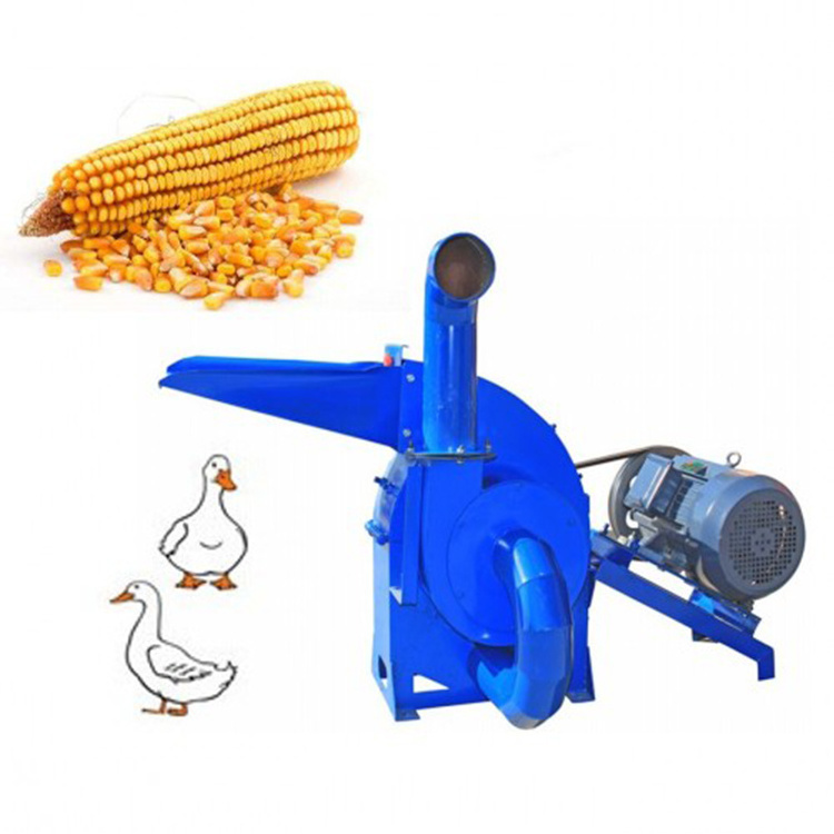 300kg to 500kg per hour Corn hay Wheat beans feed hammer mill machine with fan blower