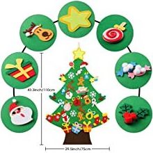 window Wall Decorations Hanging Kids DIY xmas 30Pcs Ornaments felt christmas tree with LED string lights