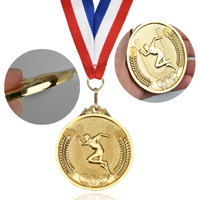 Manufacturer Free Design Customized Logo Trophies Medals Plaques Running Sports Metal Gold Medal With Ribbon for Souvenir