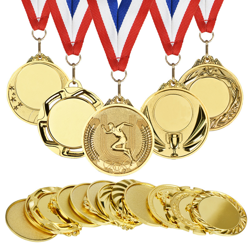 Manufacturer Free Design Customized Logo Trophies Medals Plaques Running Sports Metal Gold Medal With Ribbon for Souvenir