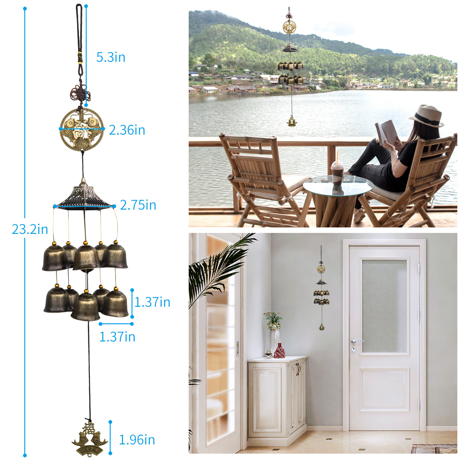 2022 new metal memorial Wind Chimes Door Wall Hanging Home Decor outdoor wind chime bell for Souvenirs gift