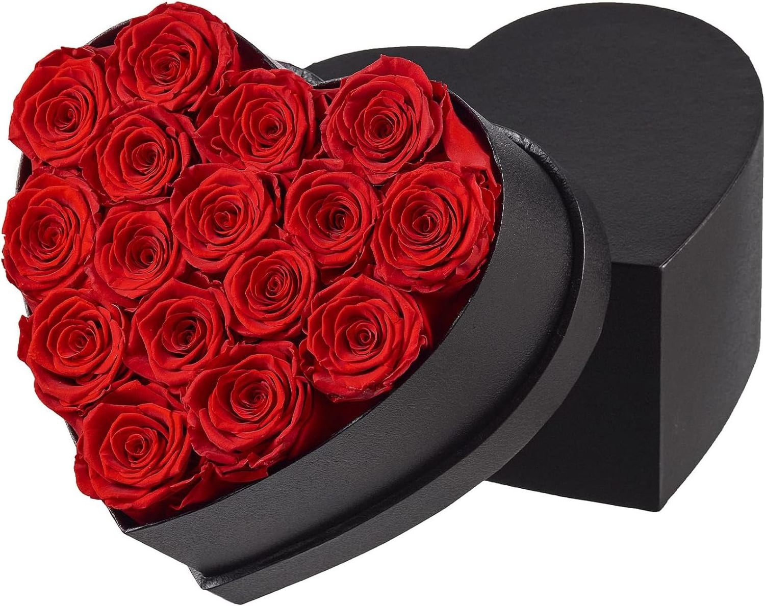 2024 Christmas Valentines Day Gift 16pcs Red Eternal Rose Box Preserved Rose in Heart Shaped Box Gifts for Mom Women