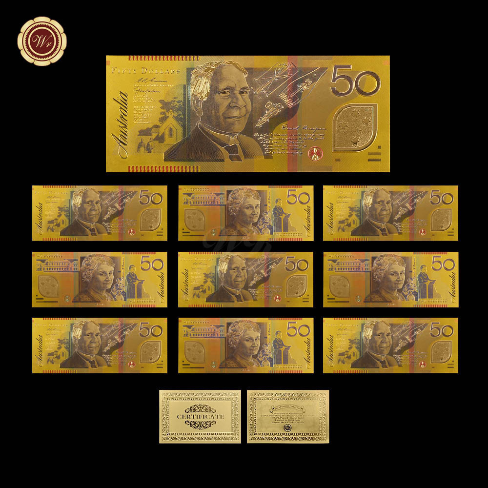 Custom Australia Paper banknotes Gold Banknote dollars Bank Note Bills Non-currency Collectible Paper banknotes for souvenir