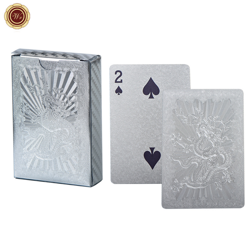 Chinese Dragon Custom Silver Foil Durable 54pcs Gold Black Silver Playing Cards Table Classic Board Game Colorful Poker Deck