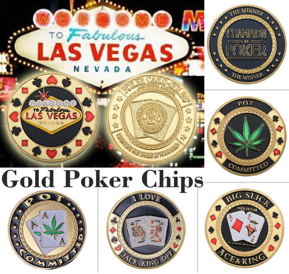 Custom Good Luck Coin Chips Poker Card Guard Protector Challenge Coin Chips Token Coin Game Gold Casino Table Game Metal 3D 3mm