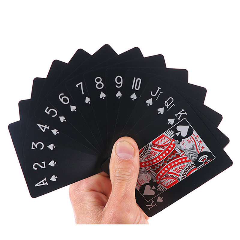 Customized Logo Paper Card Game Playing Cards Advertising PVC Waterproof Poker Plastic Black Poker