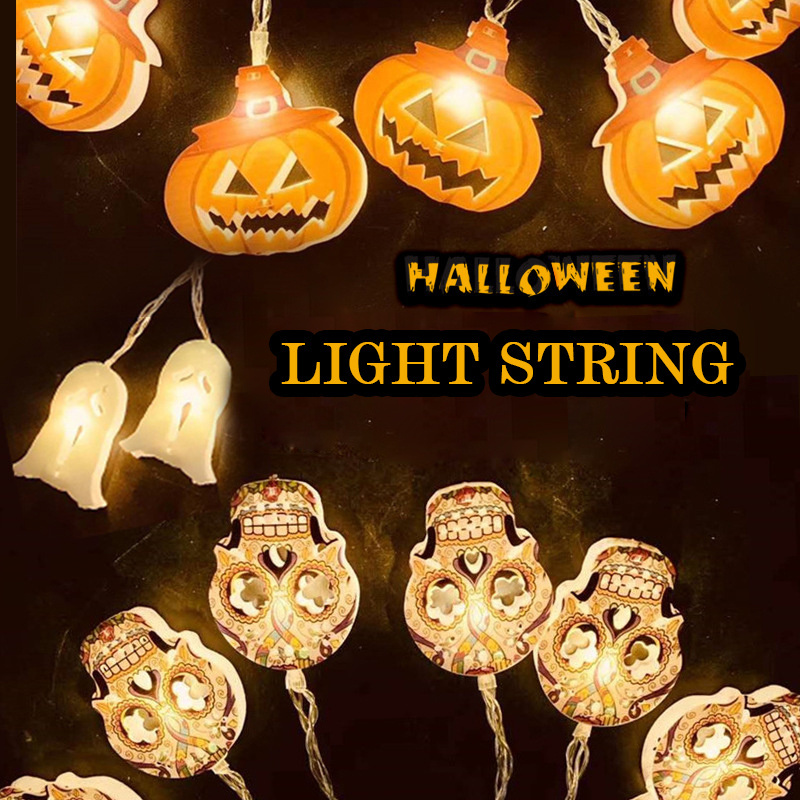 2023 Halloween Light Up Scene Layout 1.5m Led Bat Pumpkin String Light for Outdoor Holiday Decorations