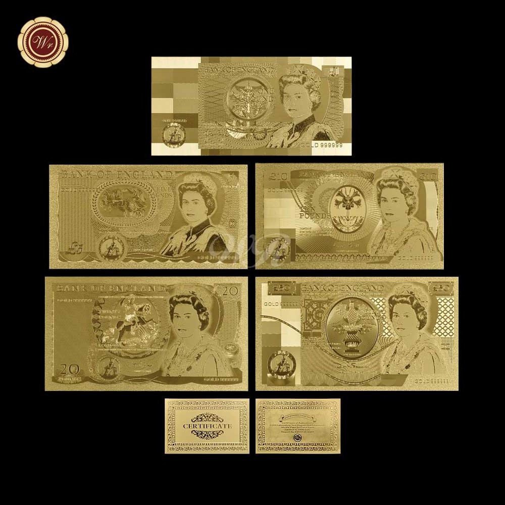 Custom United Gold Banknotes Prop Money Plastic GBP Euro Prices Bills Bank Notes Gifts for Men