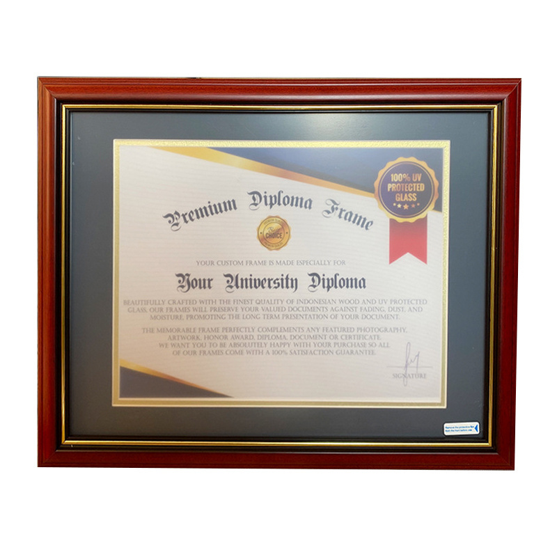 Wholesale Custom Size Frames Photo Albums Accessories Red Gold Edge Solid Wood Certificate Picture Frames