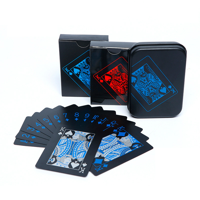 Custom Logo Promotional Gift Table Games Pvc Poker Cards Durable Waterproof Black Plastic Playing Cards