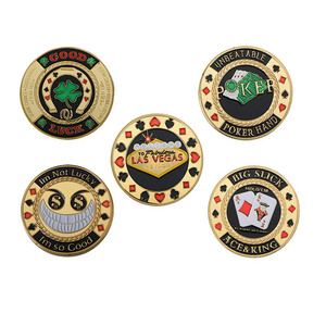 Custom Good Luck Coin Chips Poker Card Guard Protector Challenge Coin Chips Token Coin Game Gold Casino Table Game Metal 3D 3mm