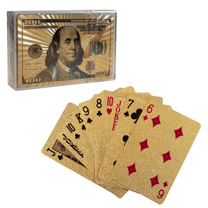 Wholesale 24K Gold Playing Cards Plastic Poker Game Cards Waterproof Poker Card Gift Collection Gambling Board Game