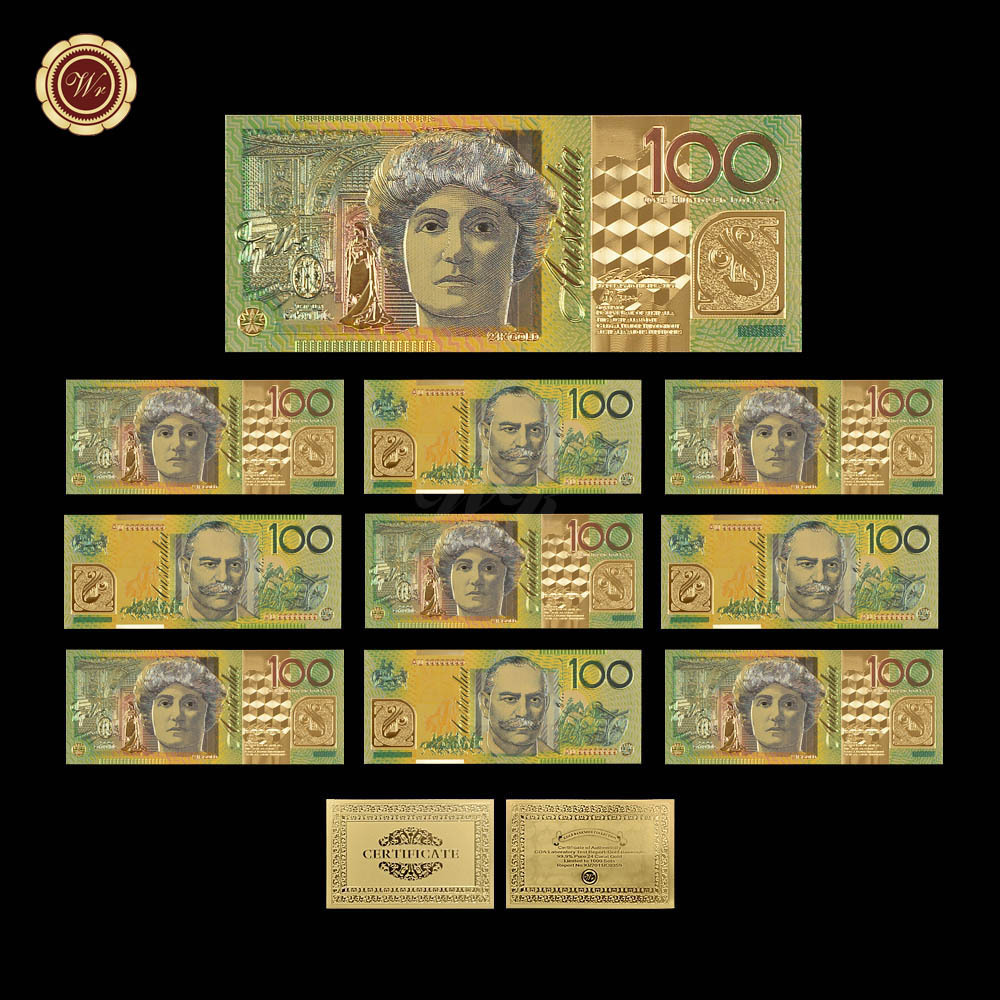 Custom Australia Paper banknotes Gold Banknote dollars Bank Note Bills Non-currency Collectible Paper banknotes for souvenir