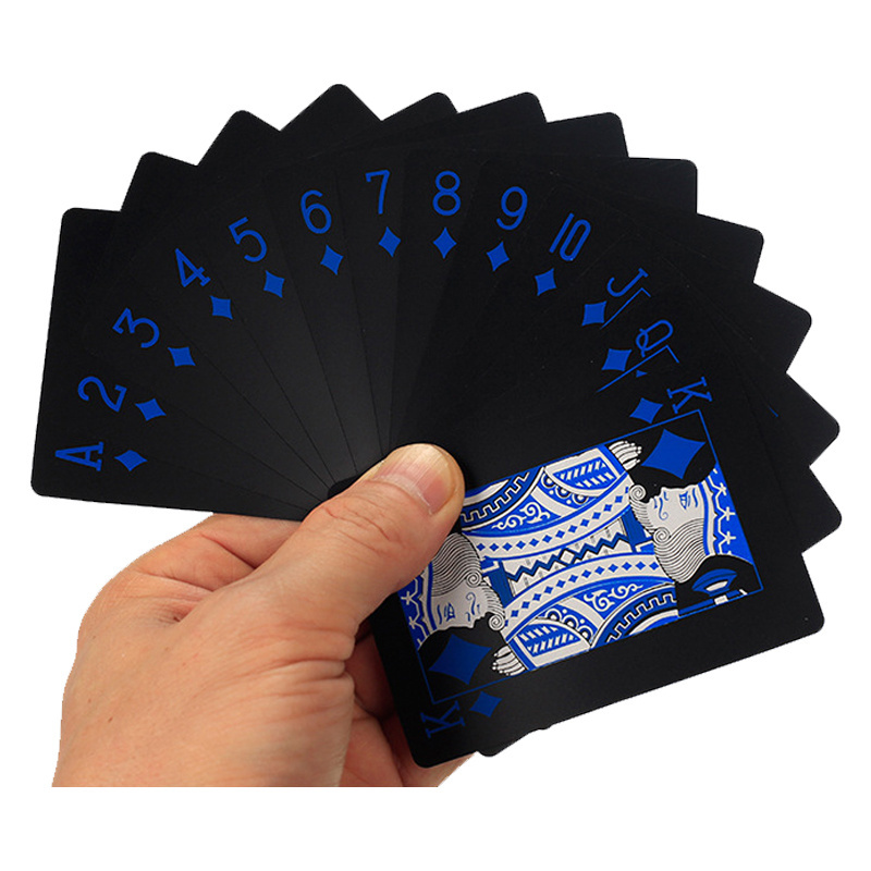 Custom Logo Promotional Gift Table Games Pvc Poker Cards Durable Waterproof Black Plastic Playing Cards