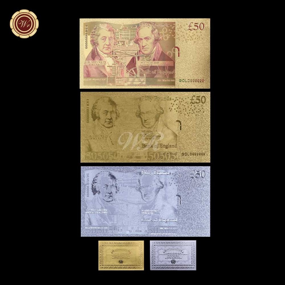 Custom Non-currency Collectible Pound Plastic Banknote British Bank Note Bills 24k Gold Banknote