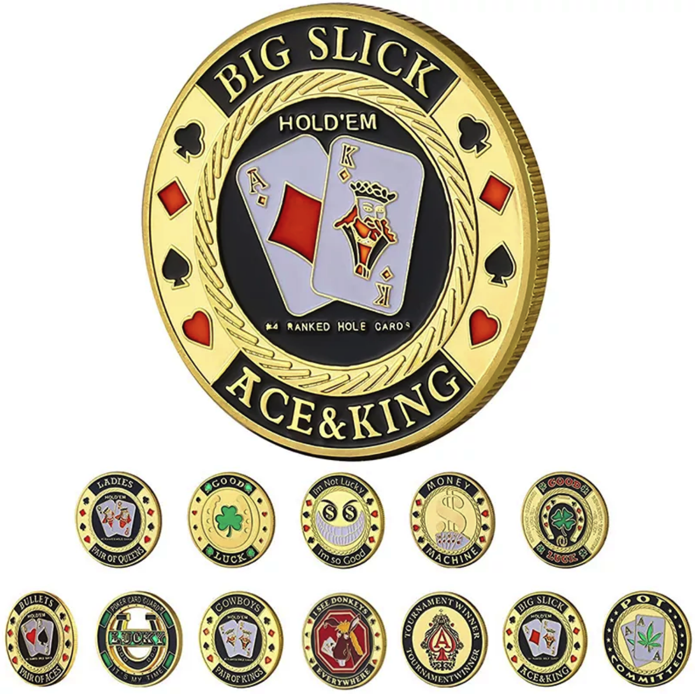 Custom Good Luck Coin Chips Poker Card Guard Protector Challenge Coin Chips Token Coin Game Gold Casino Table Game Metal 3D 3mm