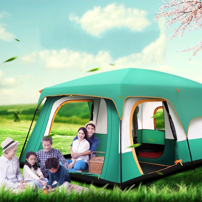 AIOIAI  5-8 people outdoor family double-deck large camping folding tent mountain tent luxury waterproof outdoor