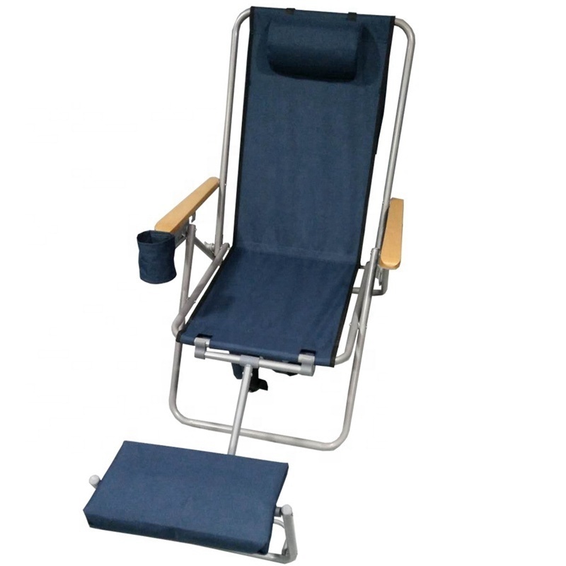 Folding Beach Chair with Footrest Camping Reclining Portable