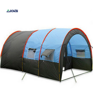 AIOIAI One hall 2 bedroom 480*310*210cm big doule layer tunnel tent 5-10 person outdoor camping family party Tent