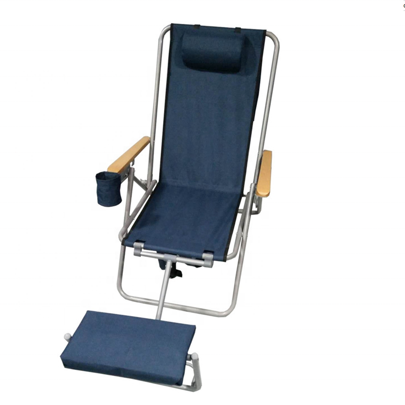 Folding Beach Chair with Footrest Camping Reclining Portable