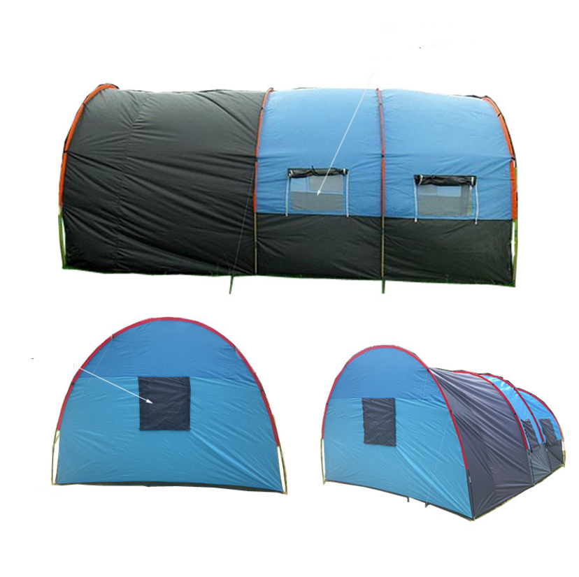 AIOIAI One hall 2 bedroom 480*310*210cm big doule layer tunnel tent 5-10 person outdoor camping family party Tent