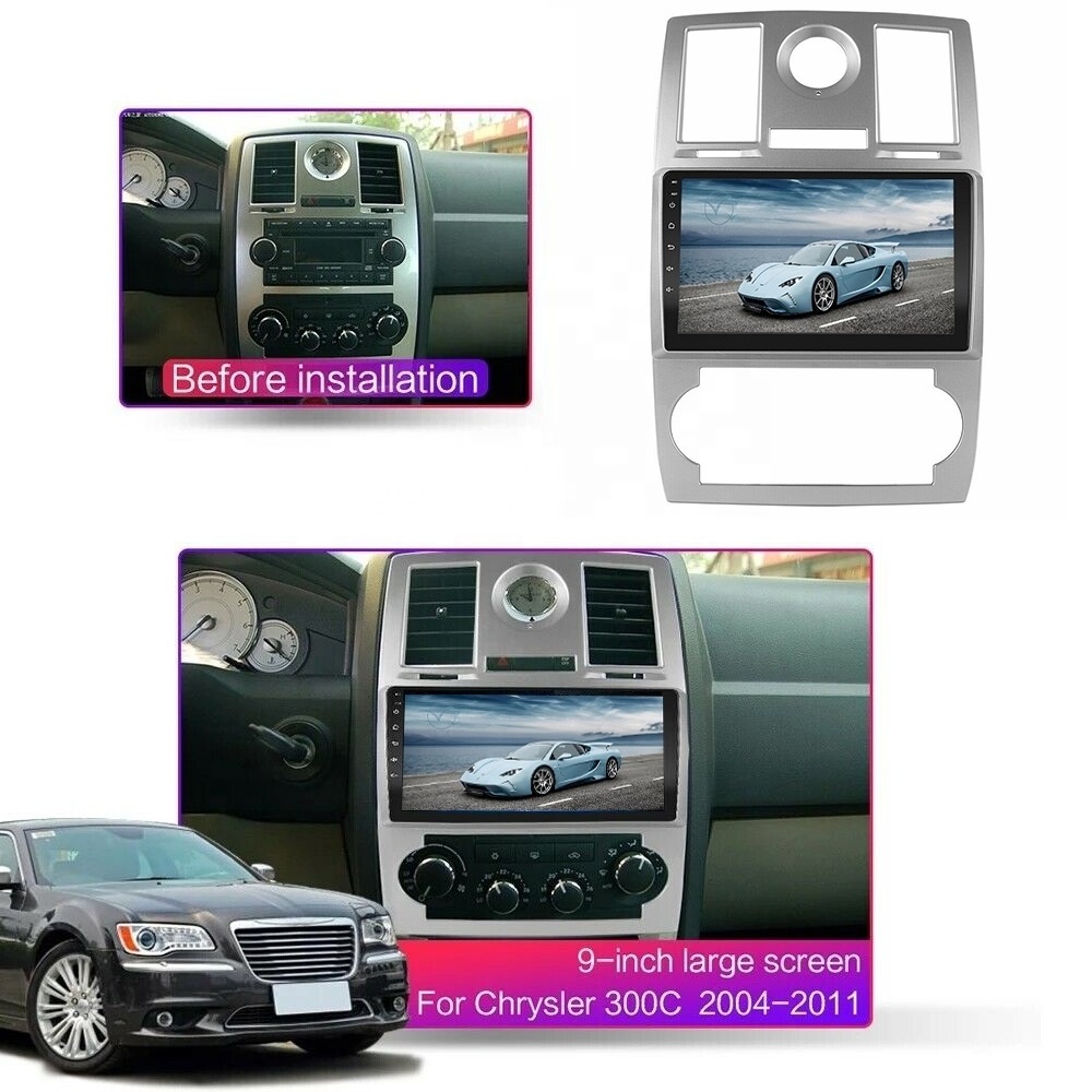 For Chrysler 300 C 300C 2004 -2011 AIO 9 INCH 2 din Android with GPS WiFi BT FM Radio DVR dsp obd2 car stereo