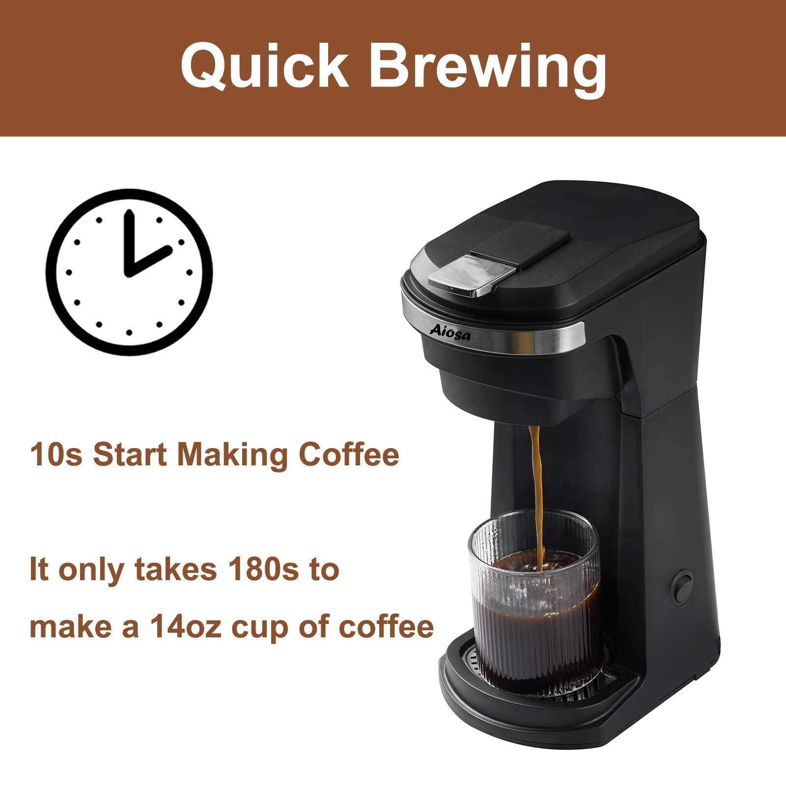 Aiosa Single Serve 2 in 1 k cup coffee maker can use k cup capsule and ground coffee