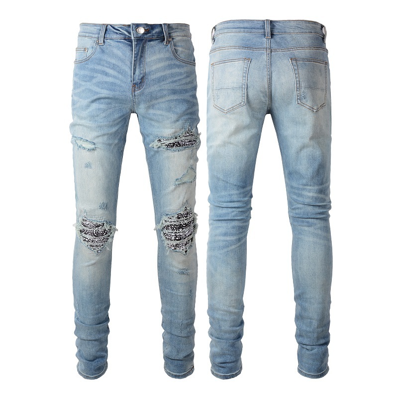 AIPA Classic Design Black Denim Jeans Straight Fit Hip Hop Crazy Ripped Jeans Pants Men