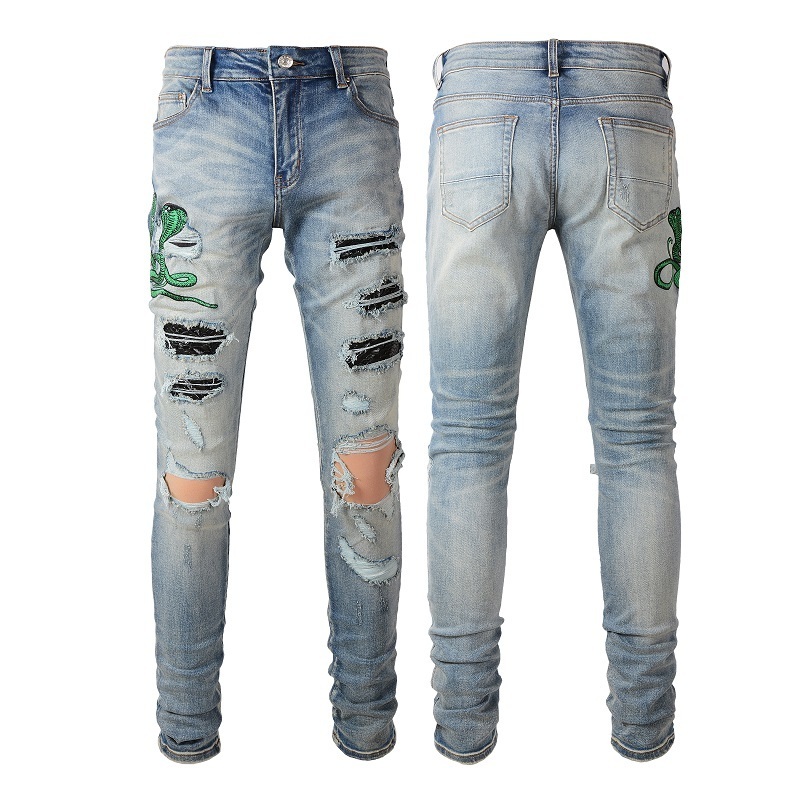 AIPA Classic Design Black Denim Jeans Straight Fit Hip Hop Crazy Ripped Jeans Pants Men