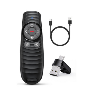 2024 new gift 2-in-1 USB Type-C Presentation Clicker laser pointer Remote rechargeable Powerpoint Clicker with volume control