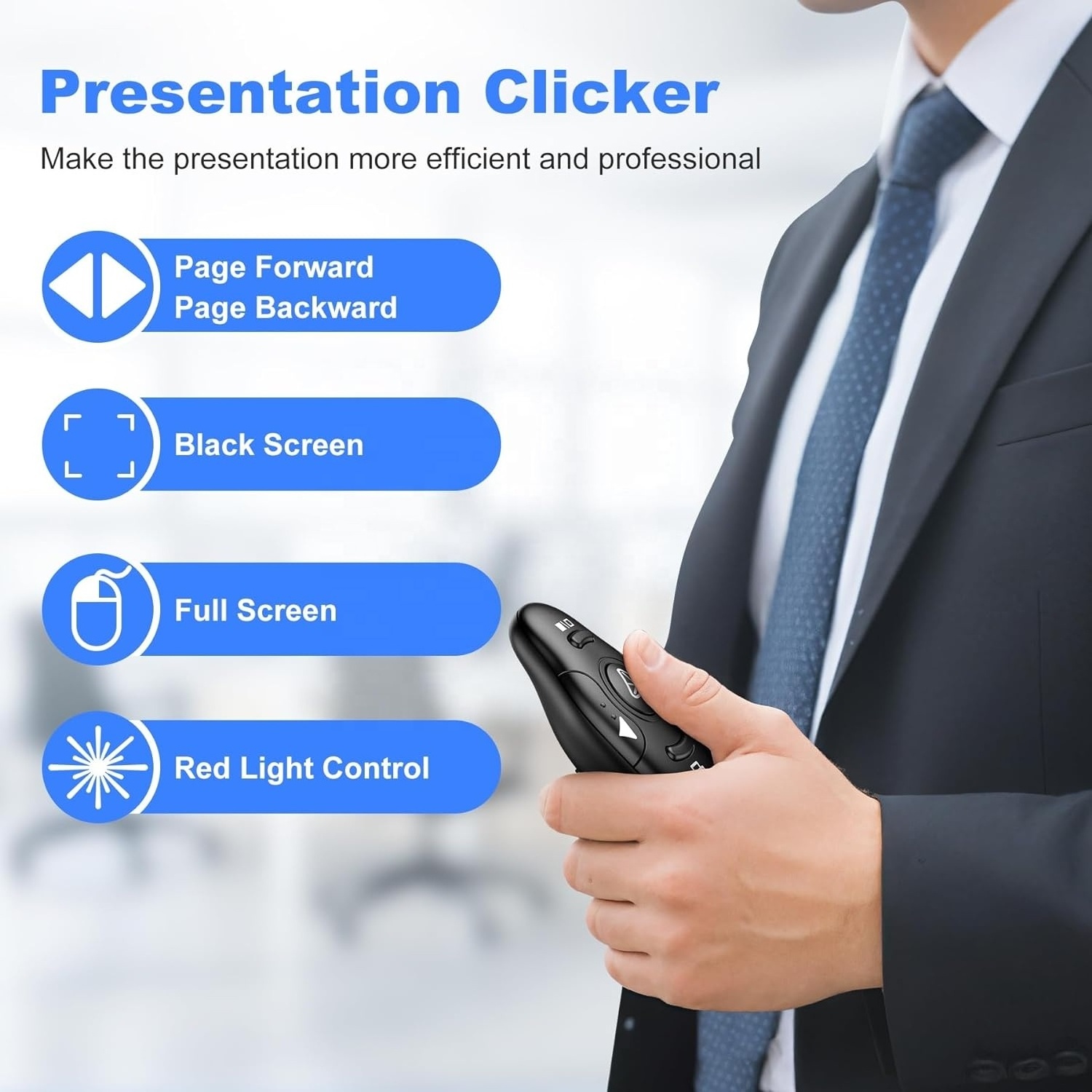 2.4GHz Wireless Presenter Remote Red Light Pointer Presentation Clicker Wireless Presenter PPT Flip Pen with USB Receiver