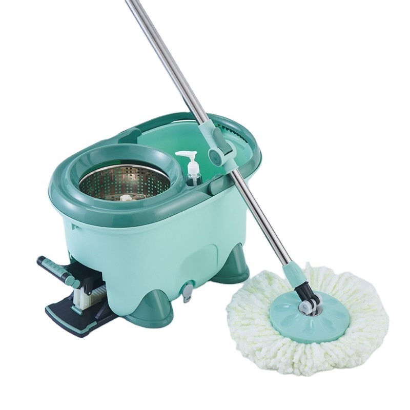 Floor Twist Rotating Stainless Steel Round Spinning Mops Bucket 360 Microfiber Telescopic Magic Spin Mop For Indoor Cleaning