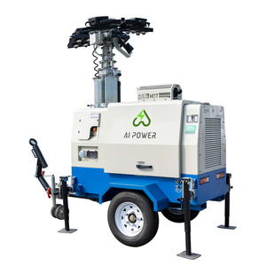 9m Mast 4x1000w Mobile Light Tower Diesel Generator with 5kw 8kw 10kw Lamp Metal Power Lighting Engine