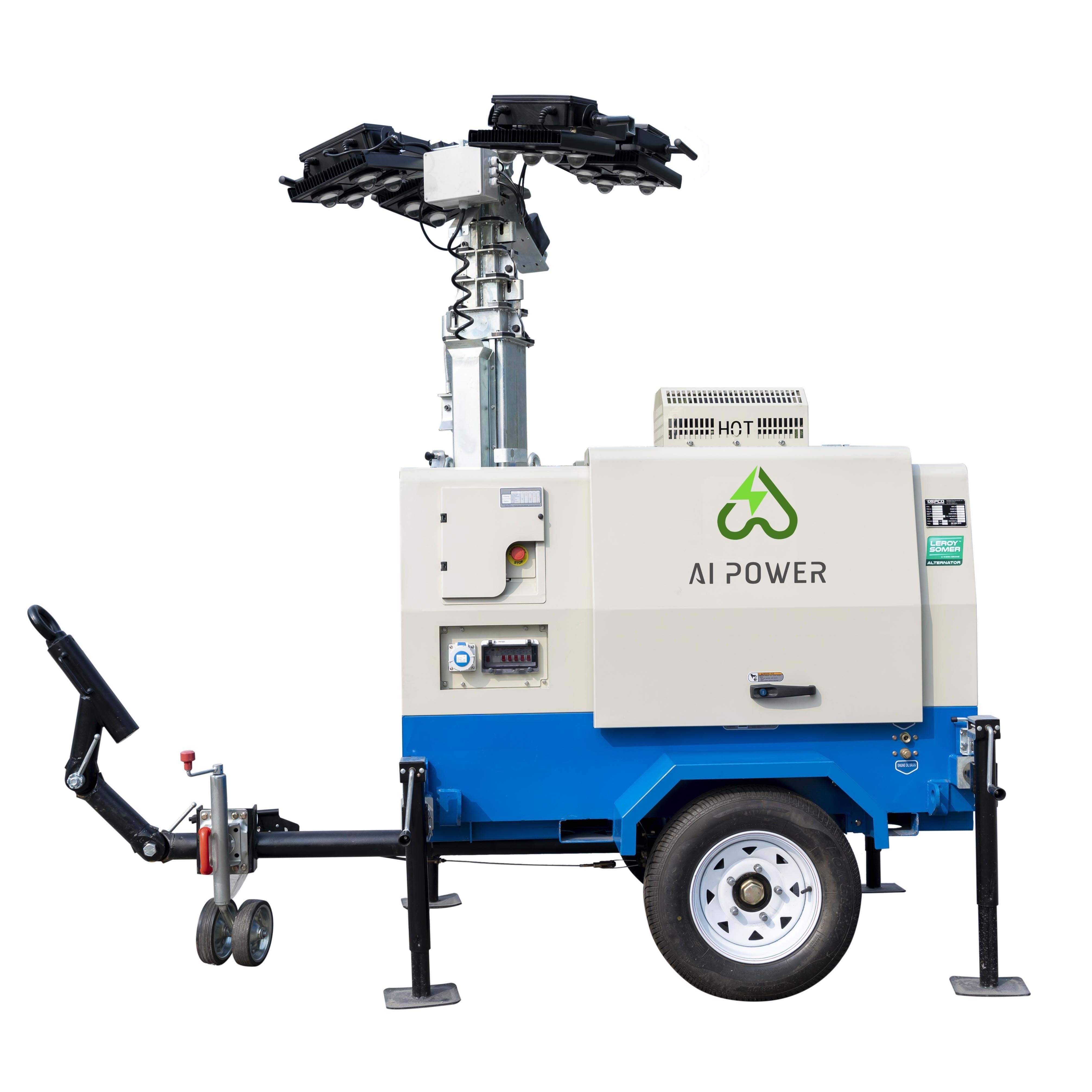 9m Mast 4x1000w Mobile Light Tower Diesel Generator with 5kw 8kw 10kw Lamp Metal Power Lighting Engine