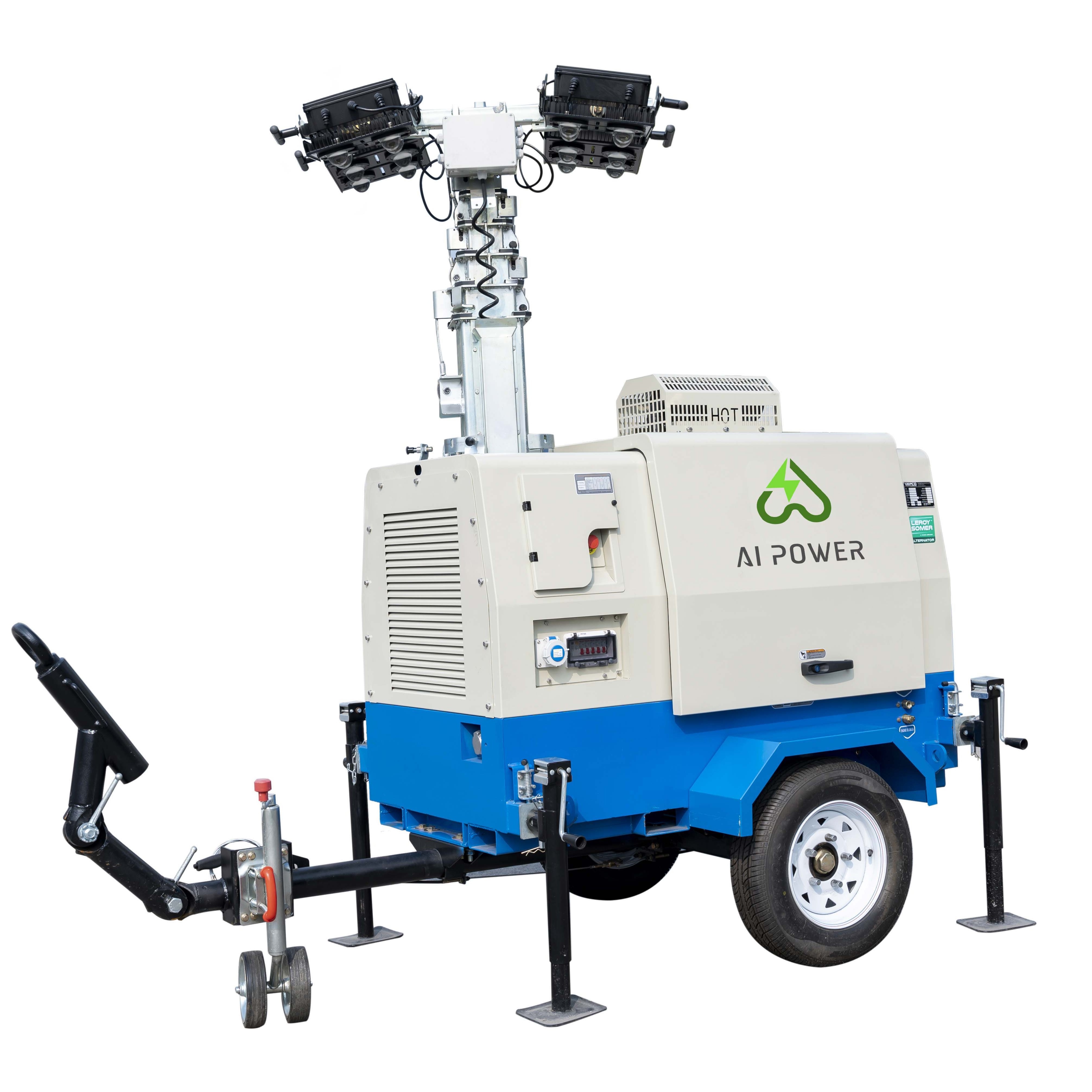 9m Mast 4x1000w Mobile Light Tower Diesel Generator with 5kw 8kw 10kw Lamp Metal Power Lighting Engine