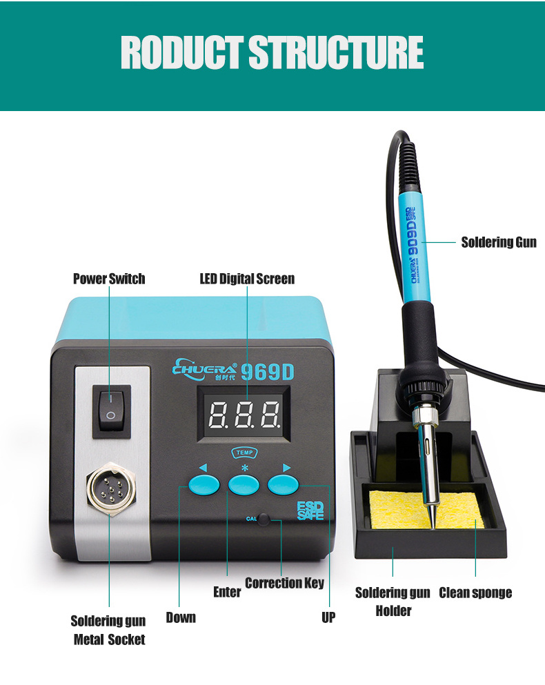 Professional Soldering Machine Aipudi-969D 220V Eu Plug Digital Display Constant Temperature Soldering Station