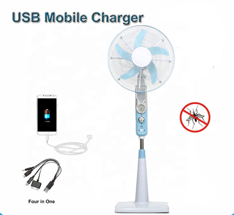 Home appliance 12V solar standing fan rechargeable charging battery fan 16Inch AC DC stand fan USB Port With Remote Control