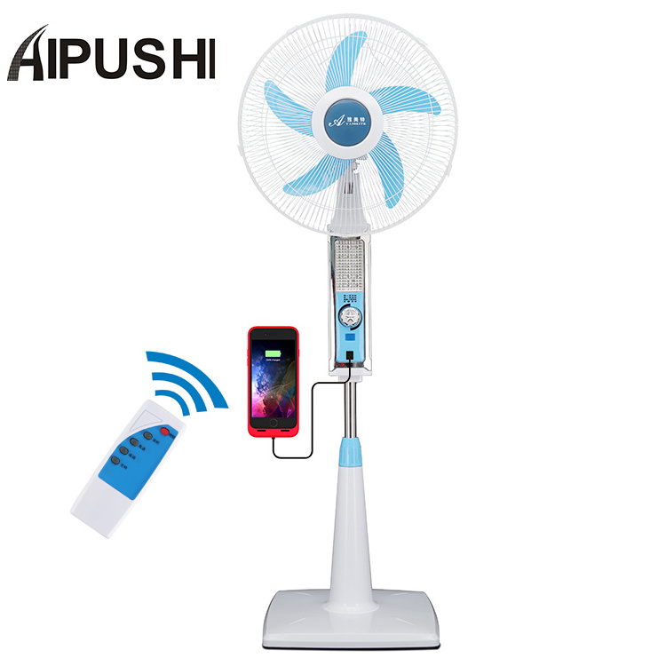 Hot Sell 16 Inch 18 Inch Solar Emergency Battery Operated Charging Standing Rechargeable Fan With Led Light