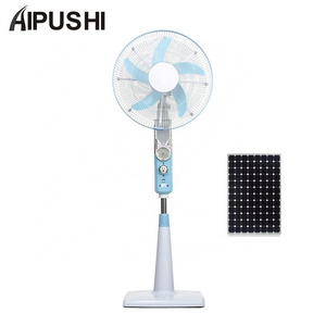 Home appliance 12V solar standing fan rechargeable charging battery fan 16Inch AC DC stand fan USB Port With Remote Control